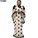 Lace African Dresses for Women Boubou Robe Femme African Dress Dashiki Embroidered Flower Kaftan Dress Africa Plus Size