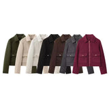 Fongt 2025 New Women's Clothing Transparent Hard Yarn Bomber Jacket Zipper Simple 3046287