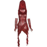 Fongt New Halloween Cos Red Collar Hooded T-Shirt Women's Lotus Side Irregular Sleeves Thin Top