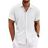 Fongt Men's Linen Short-Sleeved T-Shirts For Free-Fitting Sweatshirts For Men's Short-Sleeved Cotton Shirts Beach Plus-Size Men's Short-Sleeved