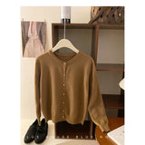 Fongt Style Gentle Retro Small Gold Button Net Version Long-Sleeved Knitted Shirt Women Autumn Collar Soft Glutinous Sweater