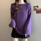 Fongt Good-Looking Pink Sea Hair Knitted Shirt Shoulder Sweater Women 2025 Autumn New Large-Size Fat Mm Medium Long Top