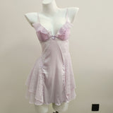 Fongt New French Romantic Smooth And Tective With Chest Mat Yarn Sexy Back-To-Back Pyjamas High-Sensing Pure Wind Sling