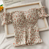 Ruffles Slash Neck Cropped