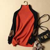 Fongt Patchwork Thicken Knitted Pull Sweater 1215-0-Outfit