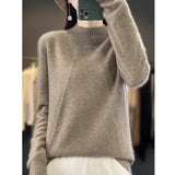 Fongt And Winter Yang Sweater Knitted Jersey Outside Wearing Lazy Wind Senior Women's Half-High Collar Sweater