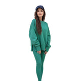 Fongt Autumn And Winter Women's Leisure Loose Long-Sleeved Collar Open Fork Tight Trouser Trouser Suit