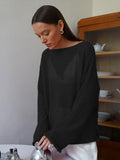 Fongt Knitted Jersey 2025 Spring And Summer New Female Perspective Thin Round Collar Horn Sleeve Knit T-Shirt