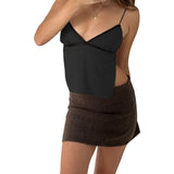 Fongt Hot Dew Back Nine-Point Blouse Summer Sexy Strap Fine Shoulder Strap Sling Cute Mini Back
