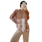 Fongt Folded Texture High-End Design Wrinkle Single-Drip Buckle Coat Women's Spring And Autumn New Messy Comfortable Open Shirt