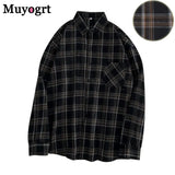 Women Shirt Plaid Oversize 3XL Turn-down Collar Leisure Fashion Loose All-match Womens Long Sleeves Soft Chic Korean