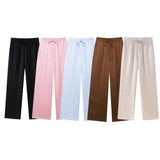 Fongt Women's INS Burst Wrinkles Blazer Blazer Casual Trousers Set