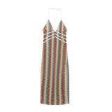Fongt Women's Sexy Bareback Temperament Dress Crocheted Flower Type Hanging Neck Dress