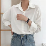 New Arrival Women Oversized Chiffon Blouse Batwing Sleeve Button Up White Shirt Casual Office Lady Elegance Tops