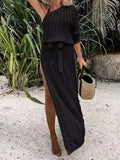 Fongt Dress Empty Beach Dress Perspective Solid Long Dress