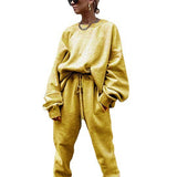 Fongt 2024 Women's New Ebay Burst Pure Color Long-Sleeved Trousers Loose Casual Suit