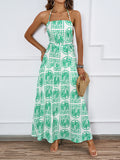 Fongt Women's Summer Hanging Neck Print Beach Hawaiian Vacation Dress With Ribs