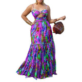 Fongt 2025 Summer New Women's Sexy Suspension Dress Prints Sleeveless Back