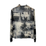 Real Shooting Wave Side Half-High Collar Net Yarn Dyed Long Sleeve Thin Inside The Bottom Shirt Autumn And Winter Folded T-Shirt