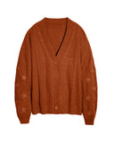 Fongt Same Taylor Orange Cardigan Embroidered Stars Loose Languid Temperament Sweater