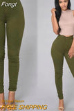 Slim Pencil High Waist Pants Spring Autumn Solid Color Office Ladies Tight Trousers Work Wear