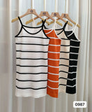 Design With A Sense Of Niche Striped Temperament Sling Dress Women Summer Sweet Hot Girl Style Knitted Vest Short