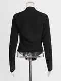Fashion Personality Two Sets 2025 New Long Sleeves And Shoulders + V Collar Hanging Neck Top Solid Color Knitting Suit