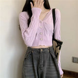Version Of The Small Man V-Necked Jab Sweater Spring New Autumn Short Knitted Cardigan Slimming