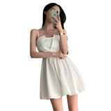 Fongt Summer New Korean Chic French Back With Holiday Dress Girl Small Thin Sling Skirt