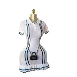 Fongt Scented Knitted Dress Woman's New French Retro Collar Bump Color Waist Thin Leaf Side Sweater Skirt