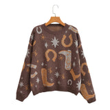 Fongt Women's New Round-Neck Long-Sleeved Silk Knitted Sweater 221279