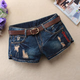 Shorts Women American Style Letter Print Punk Gothic Denim Shorts Female Streetwear Big Holes Ripped Summer Short 2024-Outfit