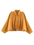 Fongt Spring New Women's Fashion Army Green Velvet Effect Short Long Sleeve Epaulets Coat