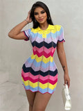 Fongt New Ramming Polo Collar Knitted Bag Hips Fashion Sweater Repair Dress