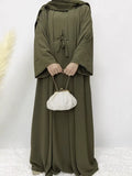 Fongt Robe Skirt Coat Women's Explosive Middle East Turkey Solid Color Big-Size Cardigan 2 Sets