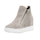 PU Leather Sneakers Spring Autumn Female Vulcanizate Shoes Platform Casual Flat Shoes Lady High-tops Wedge Heel