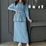 Fongt Autumn New Fashion To Do Old Washing Casual Denim Dress Suit Women Trend