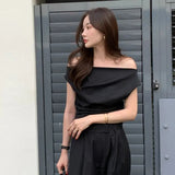 Off Shoulder Shirts & Blouses Short Sleeve Blusas Korean Chic Camisas Elegant Feminino Ropa Mujer 2024 New Summer Tops-Outfit