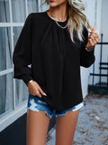 Fongt New Women's Clothing Temperament Long-Sleeved Elegant Lace-Collar Chiffon Solid Color Top
