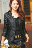 Autumn Leather Jacket Women Slim Patchwork Plus Size 4xl Red Leather Coat Woman Punk Moto Bikers Jacket Casaco