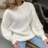 Soft Loose Knitted Cashmere Sweaters Women 2021 New Winter Loose Solid Female Pullovers Warm Basic Knitwear