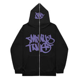 Fongt New High Street Hip-Hop National Tide Printing Zipper Clothing Fashion Fashion Couple Hooded