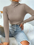 Turtleneck Ribbed Knit Sweater-Outfit