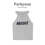 Fongt Girl Grey Letters Hanging Neck Suspension Vests Loose Sun T-Shirt Packed Three-Piece Dress