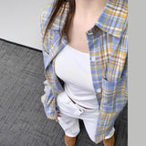 Fongt Plaid Shirt 2025 Spring And Autumn Loose Retro Top Design Feel Heavy Coat Woman