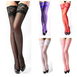 Women Mesh Sheer Lace Stay Up Thigh High Hold-ups Stockings Pantyhose Lace Floral See Through Exotic Apparel Socks Hosiery-Outfit