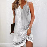 Fongt Summer Wish Casual Wind A-Shaped Dress Sleeveless Vest V-Neck Dress Woman