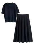 Fongt Luxury Small Fragrant Style Knitted Dress Dress Women's New Hollow Half-Dress Two Sets