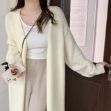 Fongt Long Gentle Lazy Wind Soft Waxy Loose Design Sense Chic Knit Cardigan Sweater Coat Female-Outfit