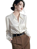 Fongt Light Luxury White Acetic Fascination Stender Shirt Woman 2025 New High-End Feel Chic Shirt Top
